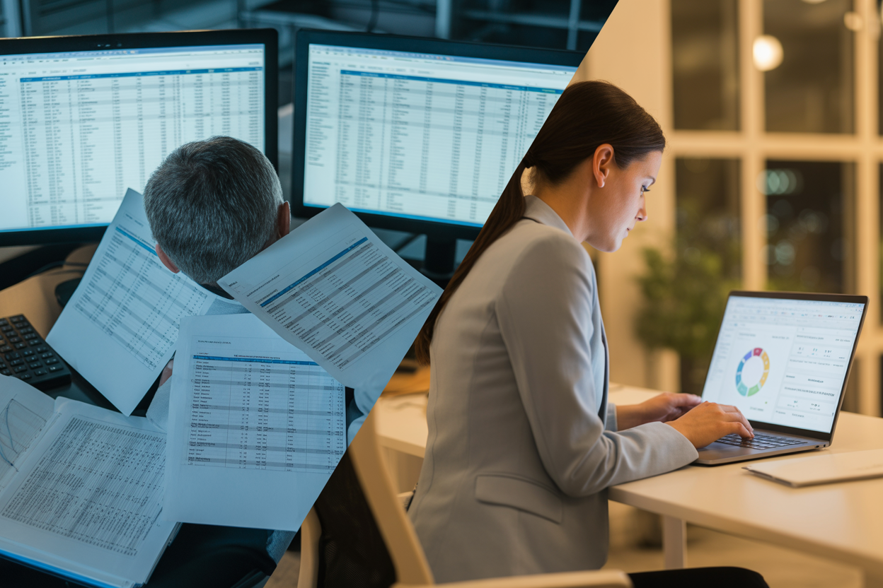 A chart that shows just how much time you save using AI tools for financial reports compared to doing it the old-fashioned way. The difference is huge.
